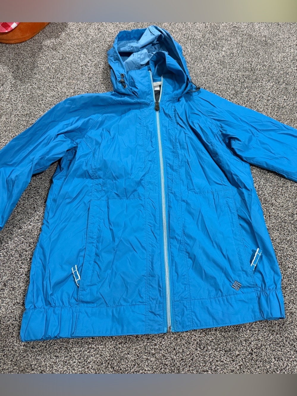 Columbia Women's Bright Blue Hooded Rain Jacket